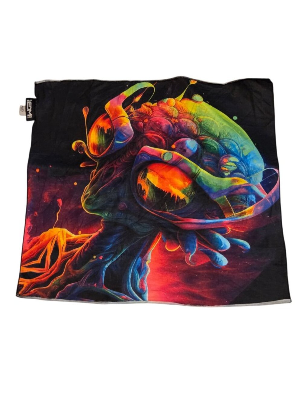 IEDM Psychedelic Alien Handkerchief Scarf Head wrap Colorful Trippy 19"x21"